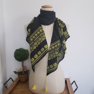 Bohemian yellow polka dot scarf